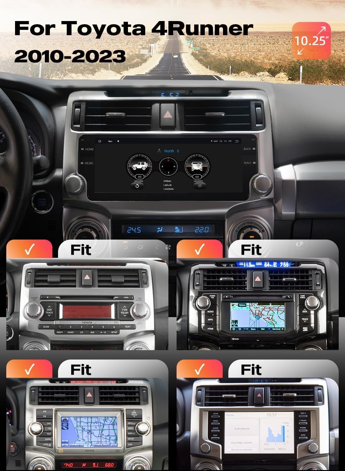 Dasaita 10.25″ Touchscreen Car Stereo for Toyota 4Runner 2010-2023 DTS BT WiFi