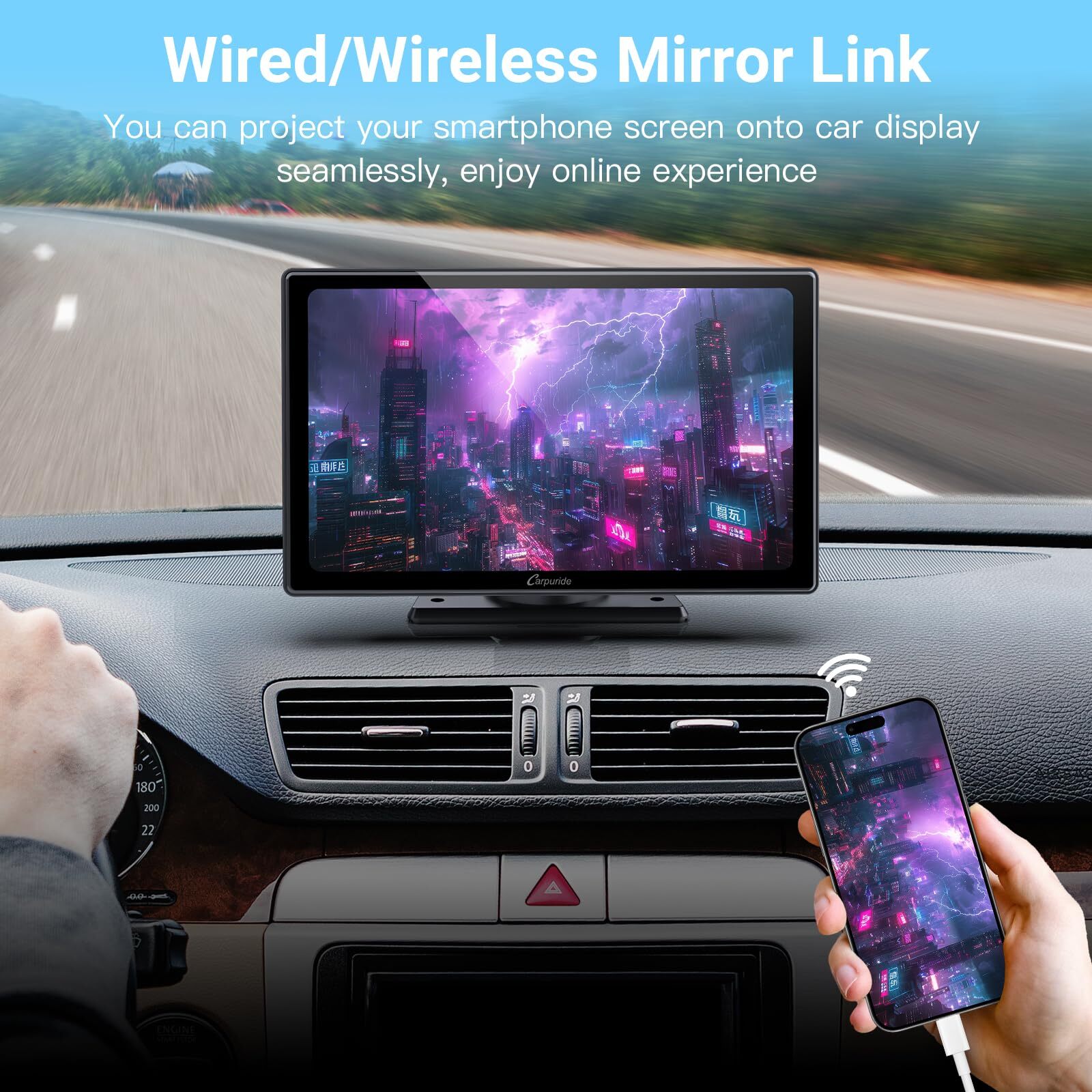 Carpuride W901 Carplay Android Auto Portable Car Stereo Mirror Link Bluetooth