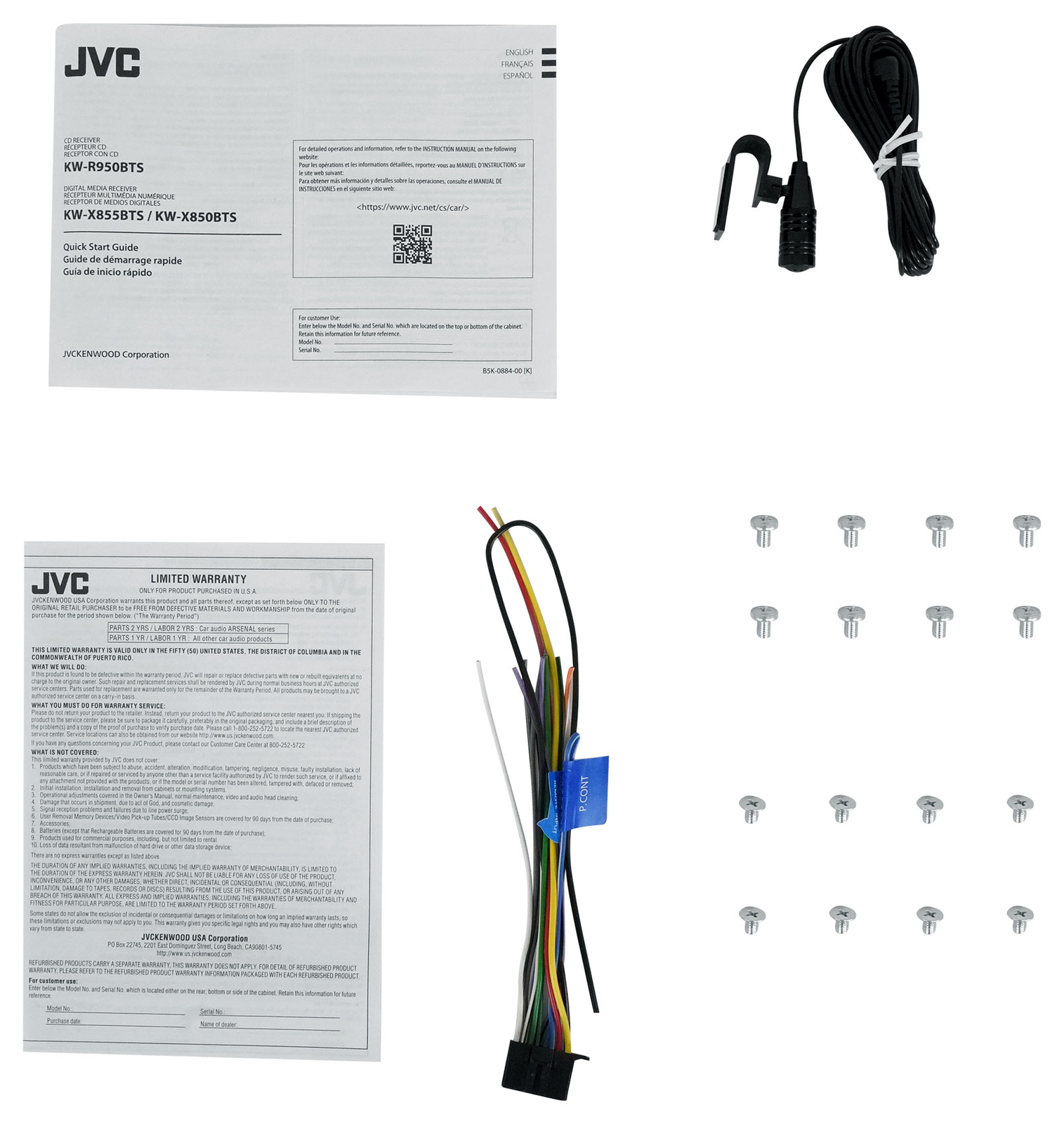 JVC KW-R950BTS 2-Din Car Stereo CD Receiver w/ Bluetooth/USB/XM Ready/Alexa/EQ