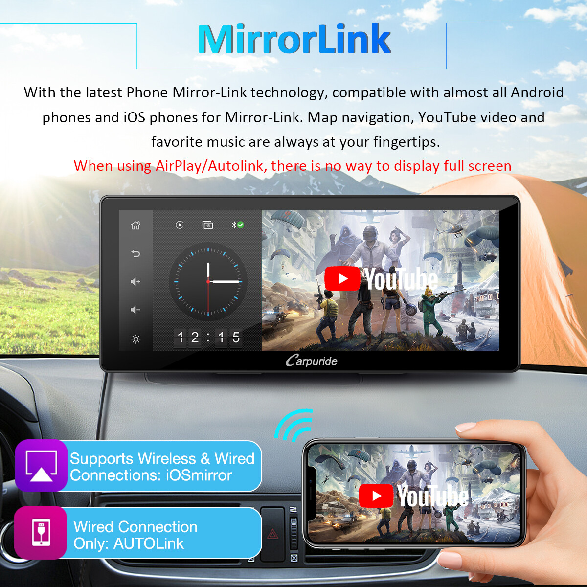 Carpuride 10.3 Inch Car Stereo Apple Carplay Android Auto Radio Receive Car Play