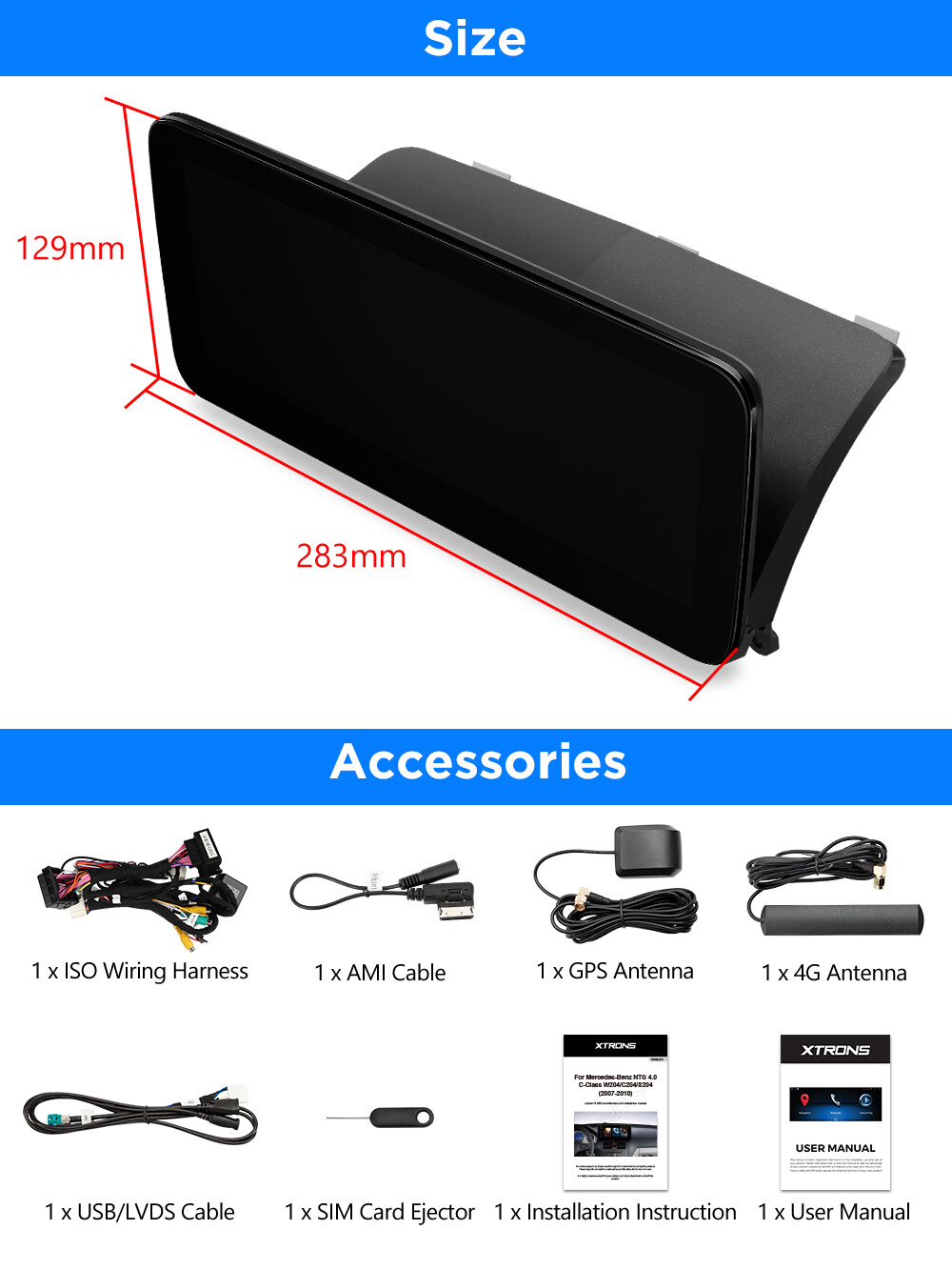Android 13 8-Core 8+128G Car Play 4G GPS Stereo For Mercedes-Benz C-W204 2007-10