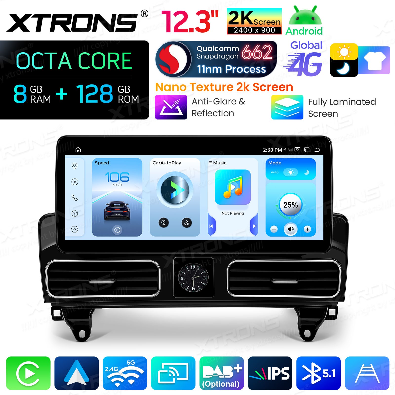 12.3″ Android 14 GPS Navigation for Mercedes ML W166 GL X166 8GB 128GB 2K Screen