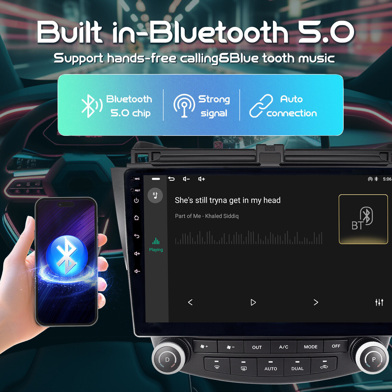 Easy Installation CarplayAndroid Car Stereo Radio For Honda Accord 7 2003-2007