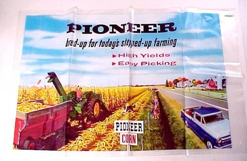 Pioneer Seed Bag John Deere Tractor Corn Picker Farm Advertising 14 X 22 Plastic