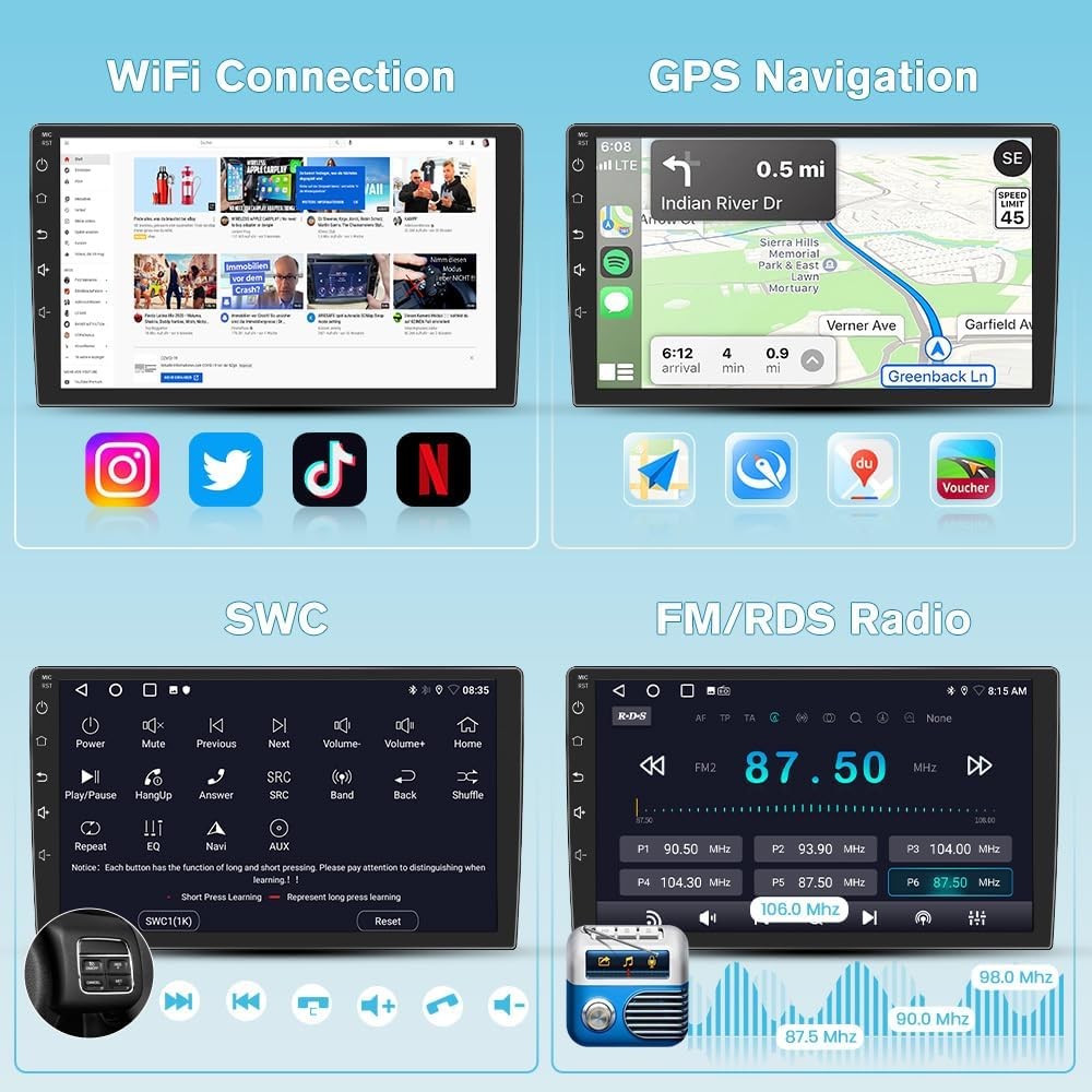 Junsun 5G WiFi Car Radio for Dodge Ram 2013-2019, 9″ Touchscreen, CarPlay