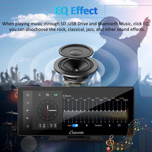CARPURIDE W103 Portable Car Stereo Wireless Apple Carplay Android Auto Bluetooth