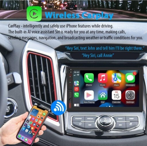 7″ Double Din Car Stereo Carplay Android Auto Play Touch Screen with remote