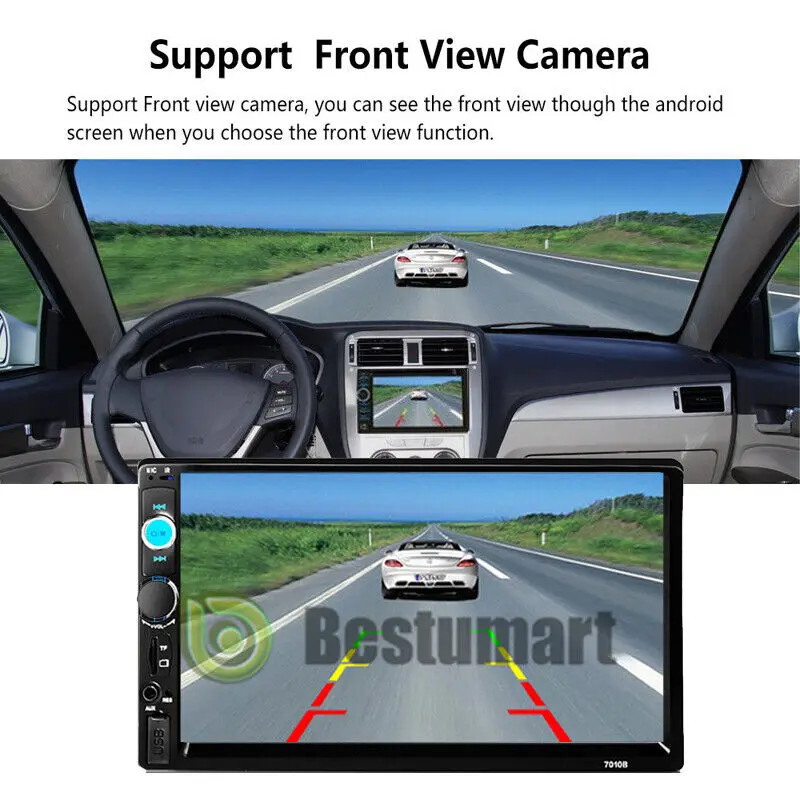 7″ Double 2 DIN Car MP5 Player Bluetooth Touch Screen Stereo Radio With Camera