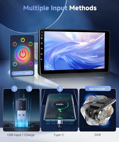 Single Din Car Stereo with Wireless A-pple 9 Inch with Adjustable Screen