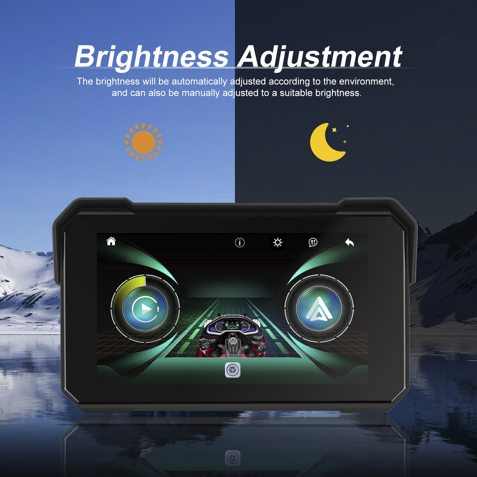 5-inch Wireless CarPlay Android Auto Navigation Sunproof for Motorcycles