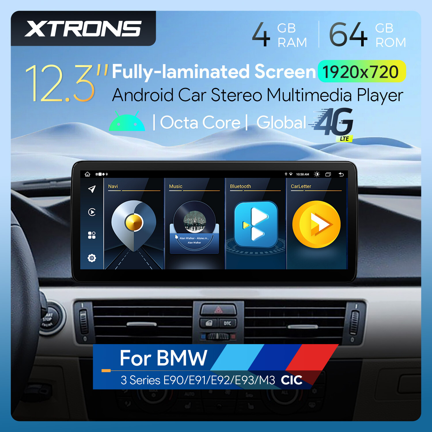 4G Android 13 4+64G Car Stereo GPS CarPlay Navi WiFi For BMW E90 E91 E92 E93 CIC