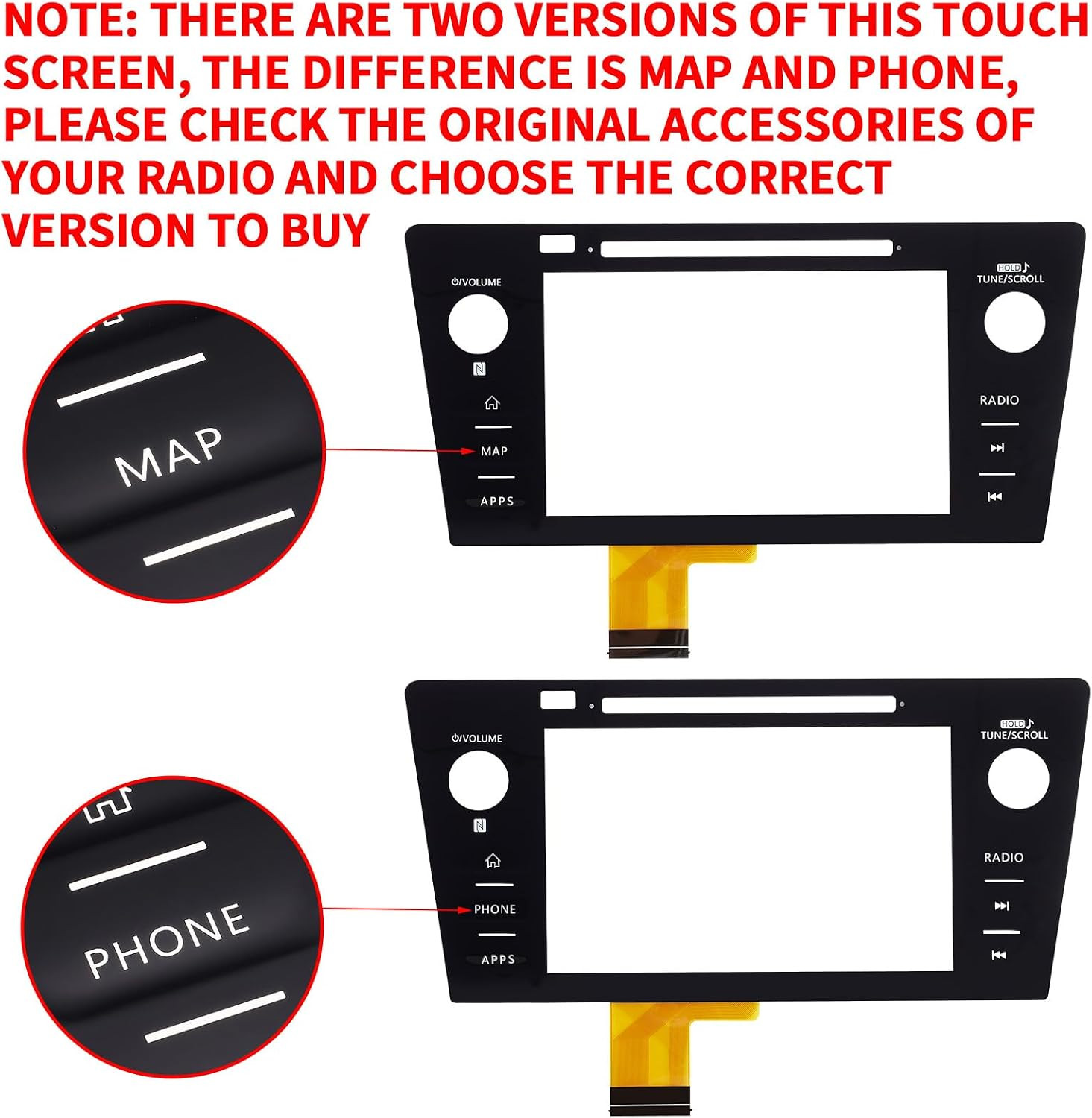 Touch Screen Digitizer Replacement for Subaru Legacy Outback Radio Screen 18-19