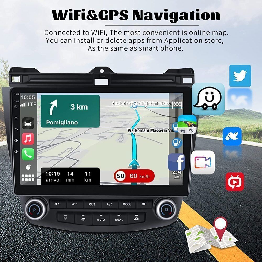 Carplay For Honda Accord 2003-07 10″ Android 15 Stereo Car Radio GPS Headunit FM