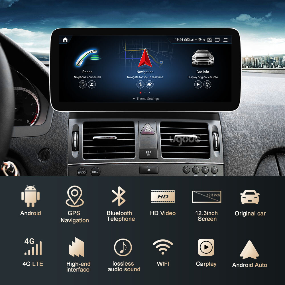 Ugode 12.3inch Android Screen CarPlay Stereo GPS Benz C class W204 2007-2010 NTG
