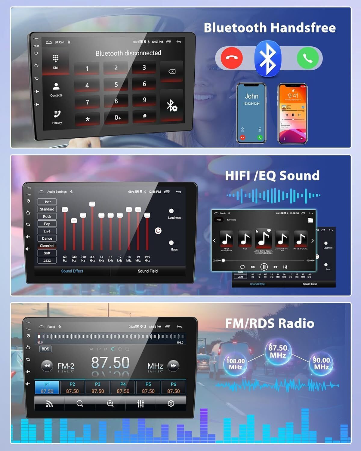 Apple Carplay Fit Honda Civic 2016-2020 Android 12 Car Stereo Radio Gps Wifi BT