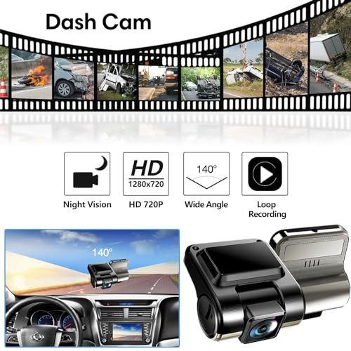 Double Din Car Stereo with Dash Cam,Compatible with Apple Carplay,Android