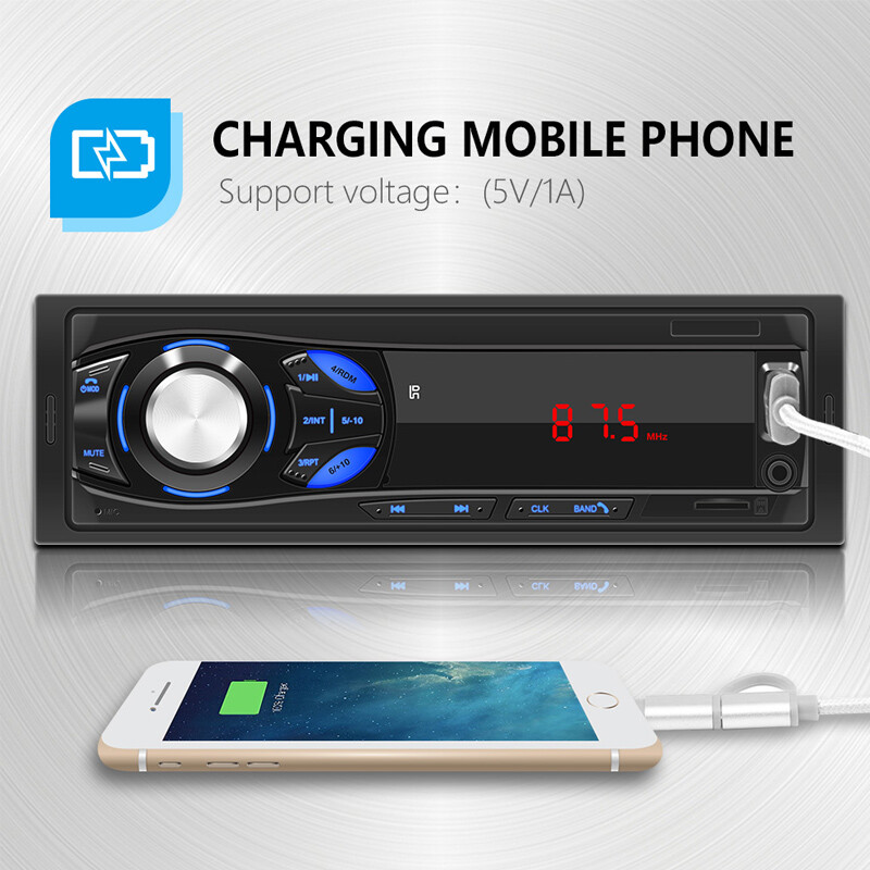 Single 1 Din Digital Car Radio FM Player Audio USB/AUX/TF Charging MP3 Bluetooth