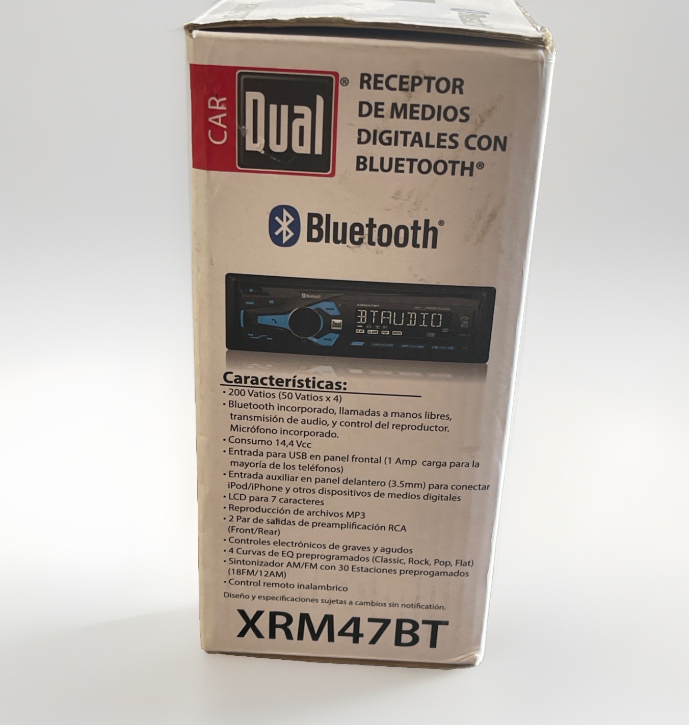 Dual XRM47BT Car Radio Audio Receiver with Bluetooth, USB, and Aux Connectivity