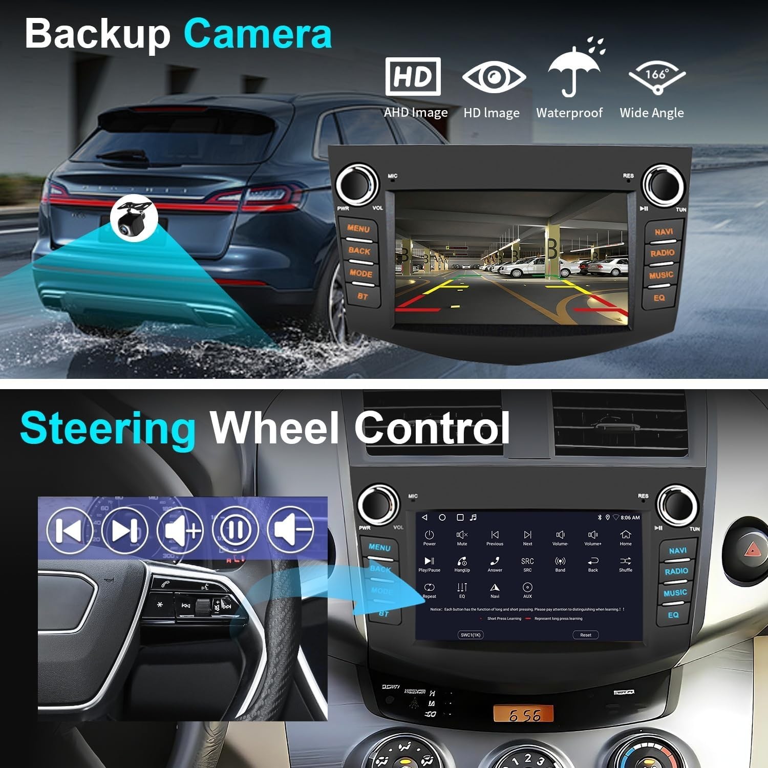 For Toyota RAV4 2006-2012 7″ Android 15 Wifi Apple Carplay Car Stereo Radio GPS