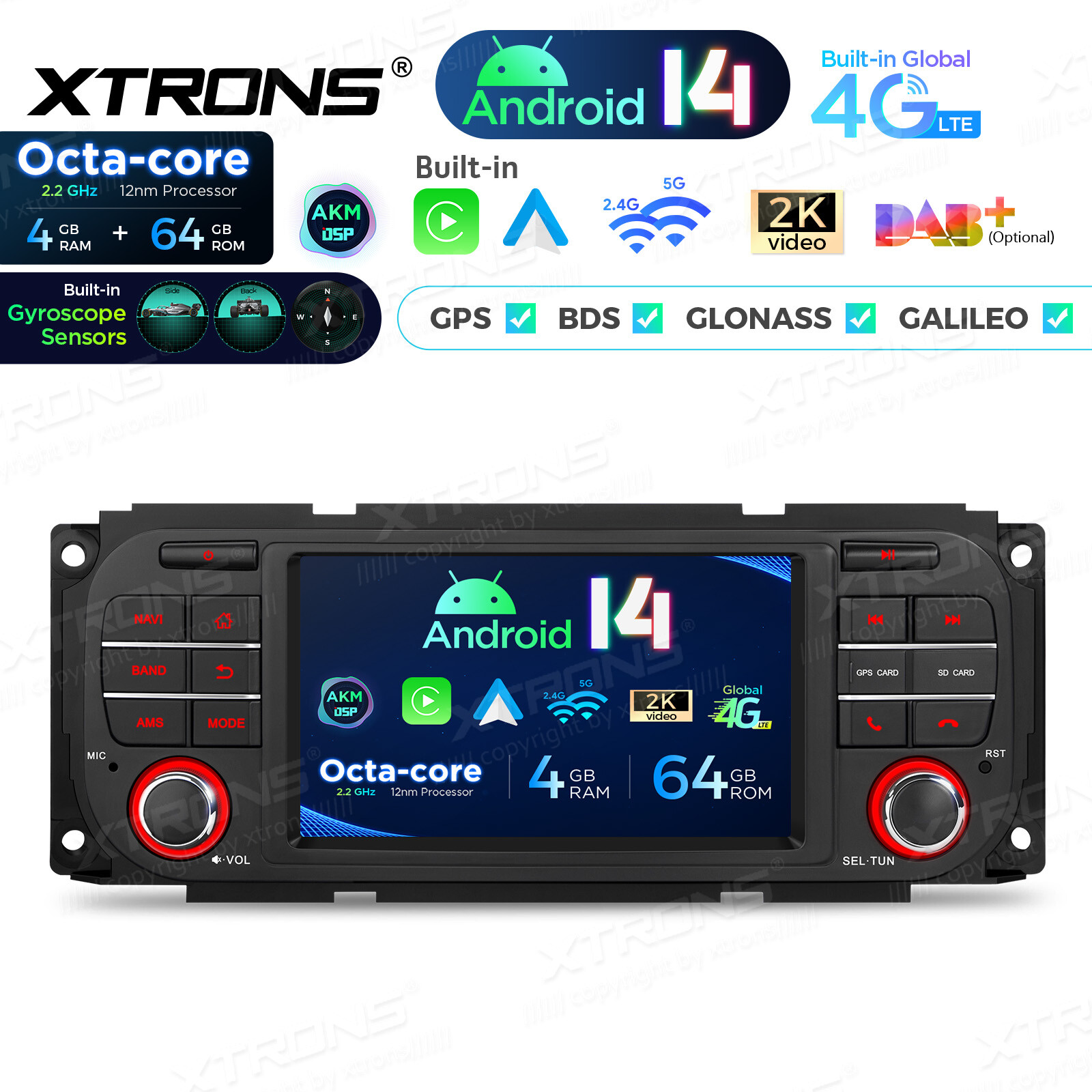 Android 13 8Core 5″ Car GPS Radio Stereo 4G LTE For Jeep Wrangler Dodge Chrysler