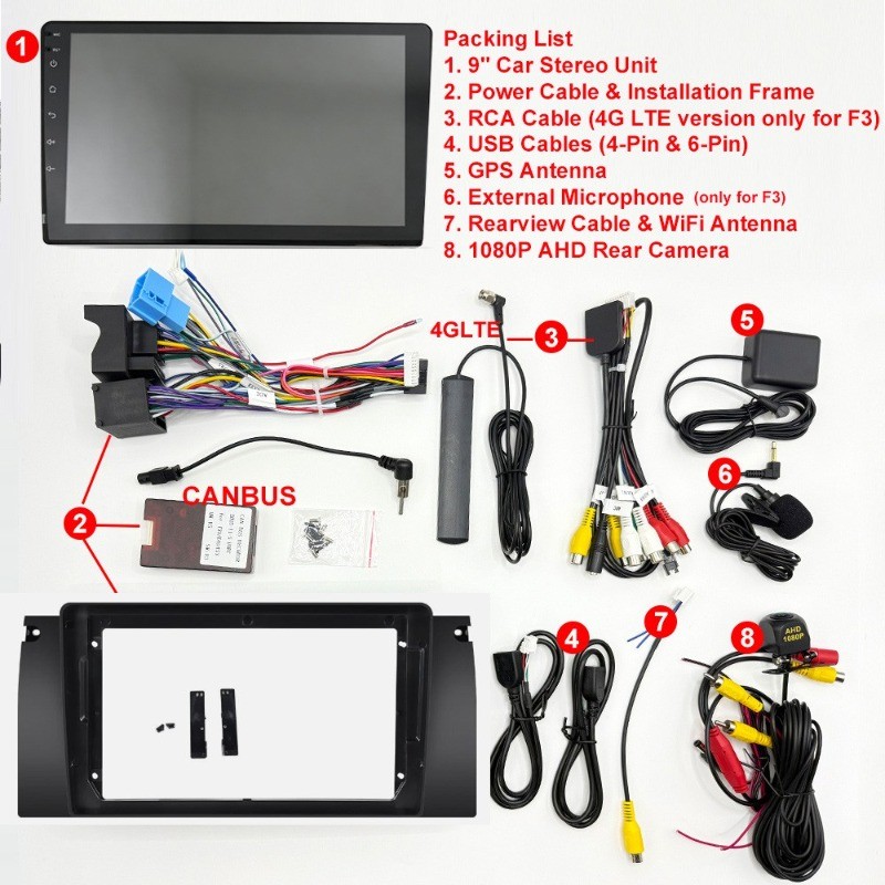 8 Core 64G Android Car Radio for BMW E39 X5 E53 Stereo CarPlay GPS Navi WIFI BT