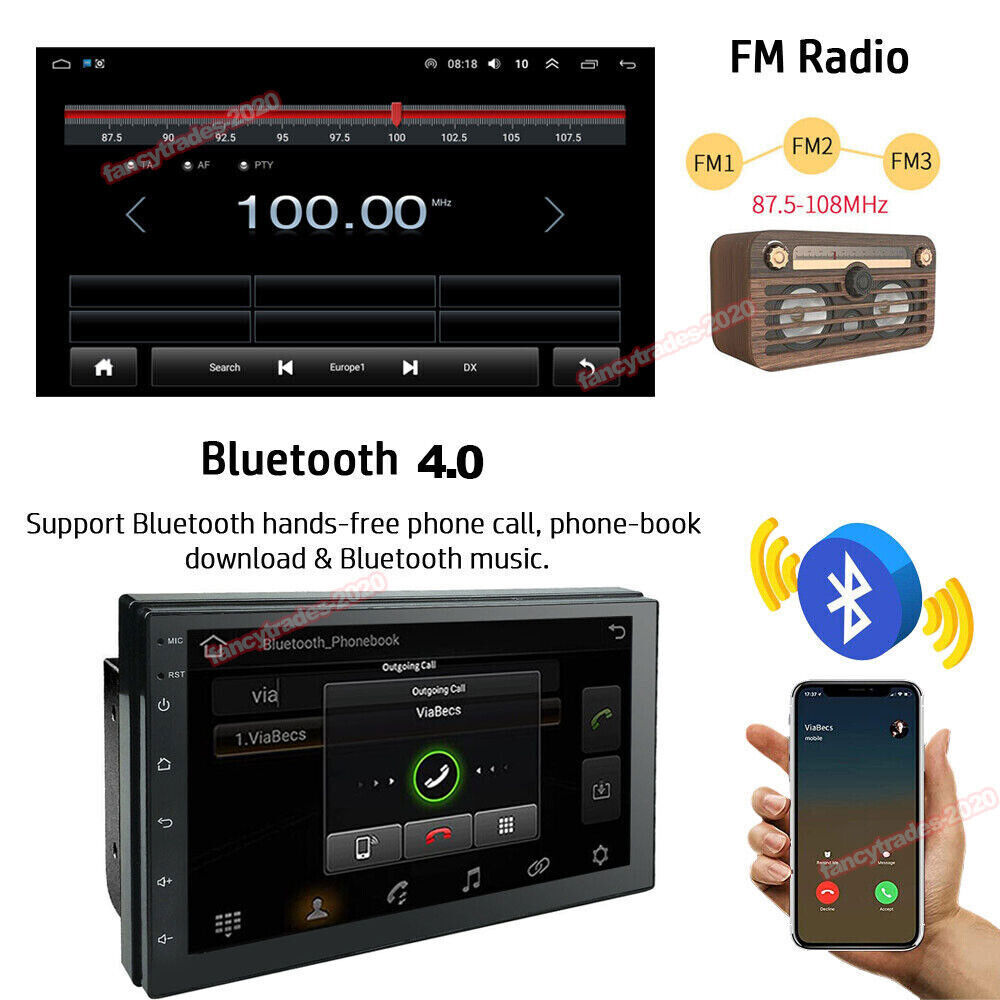Double 2 Din 7″ Car Android Auto Carplay 4+64GB Stereo Bluetooth Radio GPS WIFI