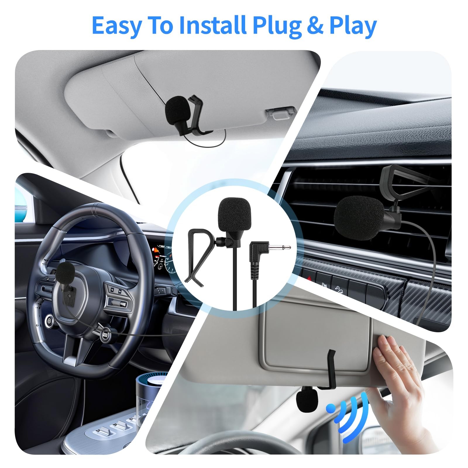 SolidSS 1 Set 3.5mm Plug Car Microphone,Handsfree Dash Stereo Receiver,…