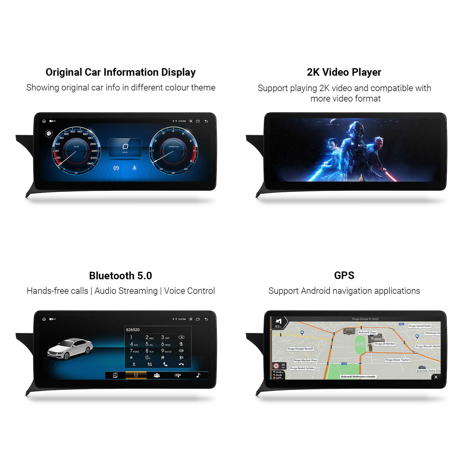 CarPlay 12.3″ IPS Android 13 8-Core 64G Car Stereo GPS Nav For Benz C-Class W204