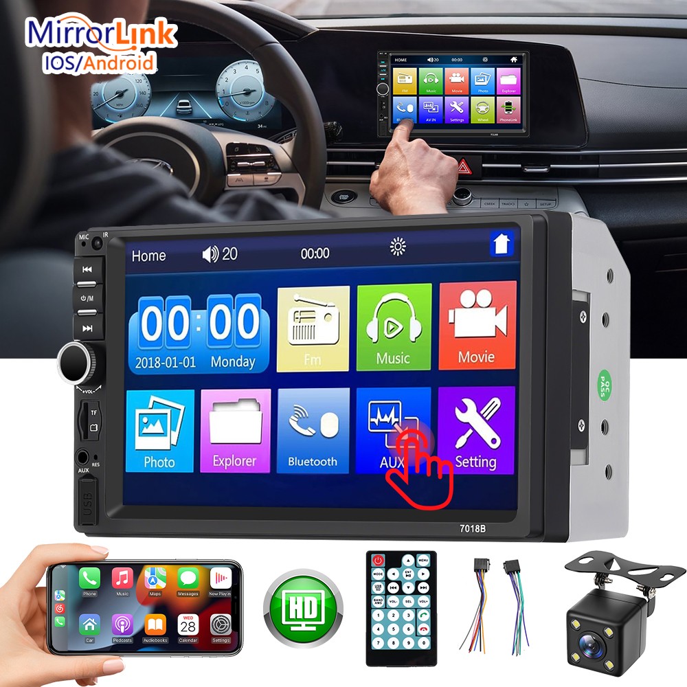 7″ Car Stereo Radio Double 2 DIN Touch Screen For IOS & Android Bluetooth FM MP5