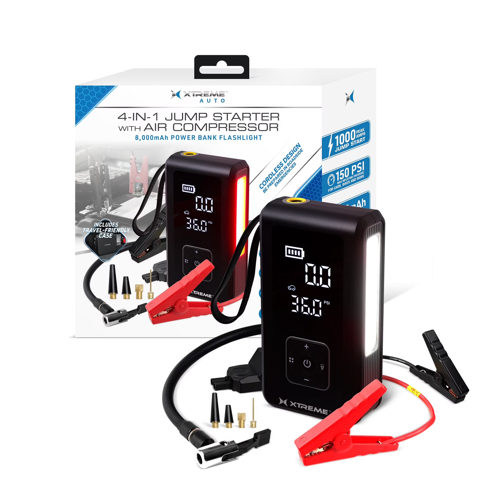 Jump Starter 4-in-1 150 PSI Air Compressor Car Battery Booster 1000 Amps