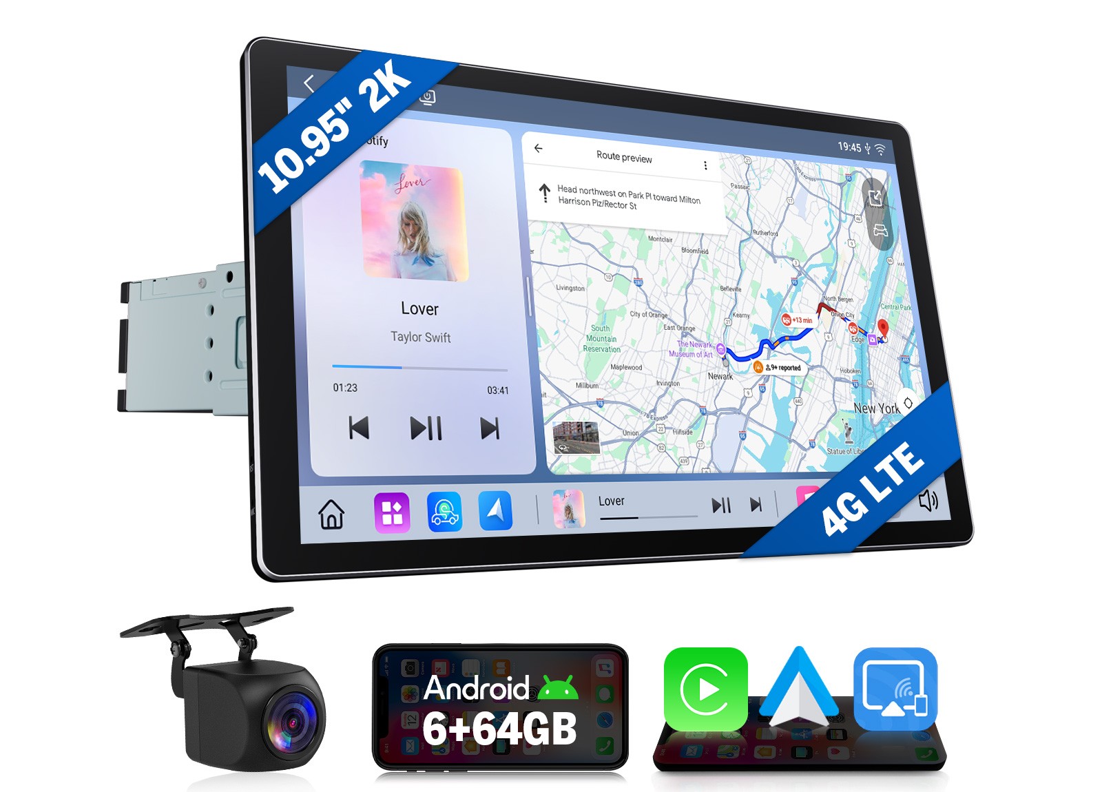 Eonon SD1X6S2 Android 13 6+64G 10.95″ 2K Touch 1DIN Car Stereo GPS CarPlay Radio