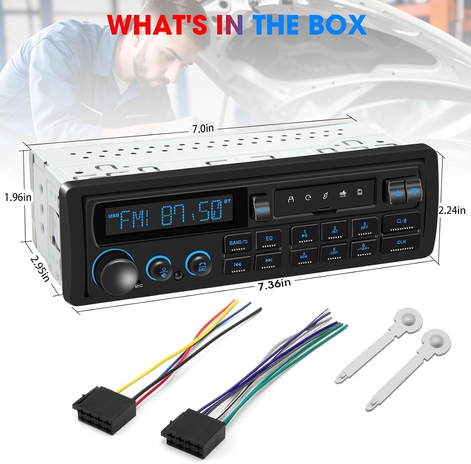 Car Stereo Bluetooth FM AM USB SD AUX 60W 4 Channels for Classic Vehicles