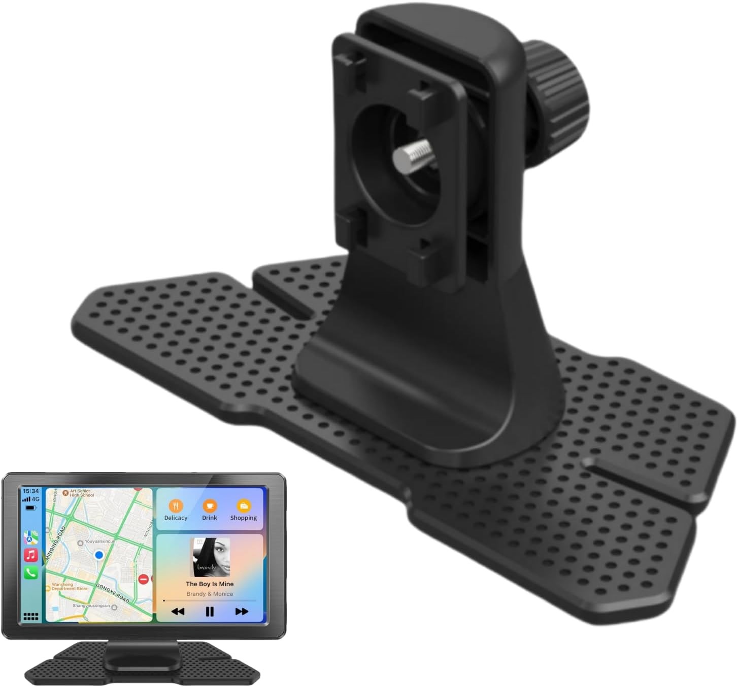 Replacement Carplay Mount for Portable Car Play Screen Holes black
