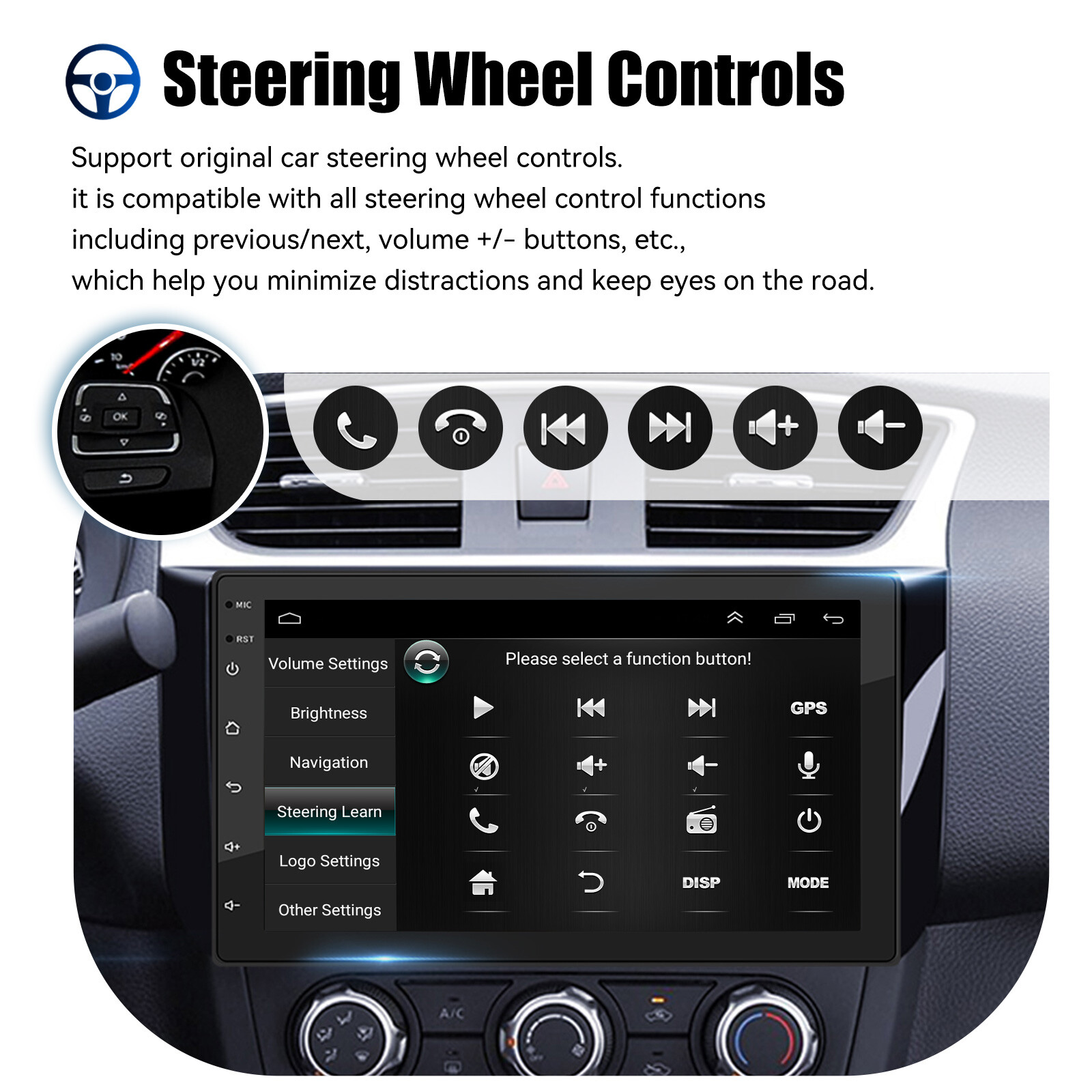 7 Inch Android 13 Carplay Car Stereo Bluetooth GPS Navi 2+32G 2 DIN + Camera DVR
