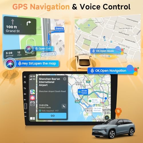 9 Inch Wireless Carplay Single Din Car Stereo Android Auto, Bluetooth IPS