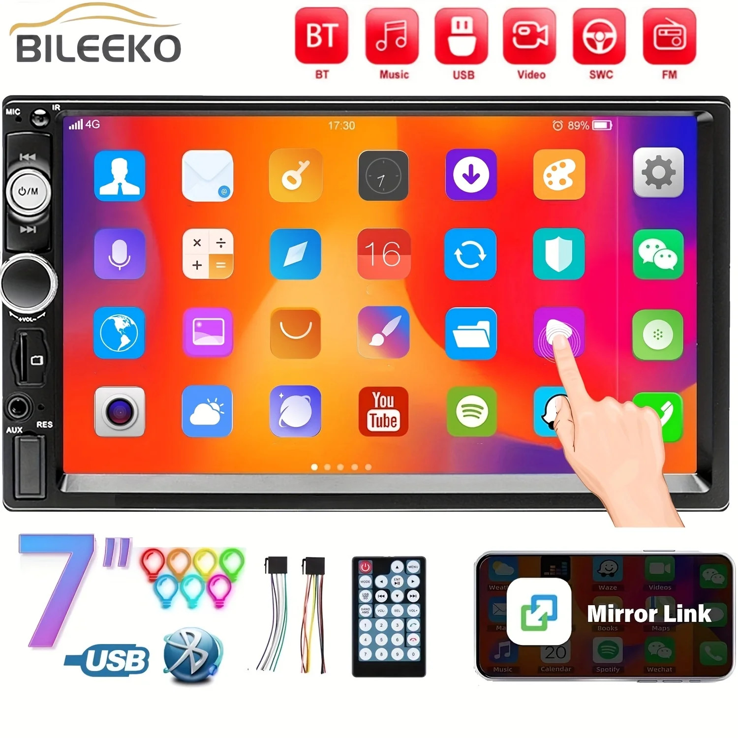 7” Car Stereo Radio B-T Hands Free Calling 2DIN MP5 Player Screen mirror link.’