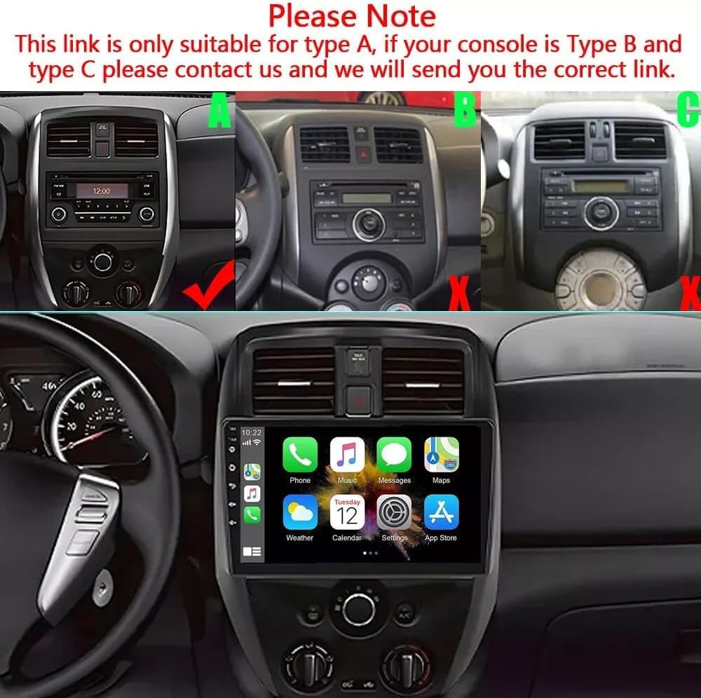 10.25” Carplay For Nissan Versa Sedan Radio 2015-2019 Android 13 Car Stereo GPS