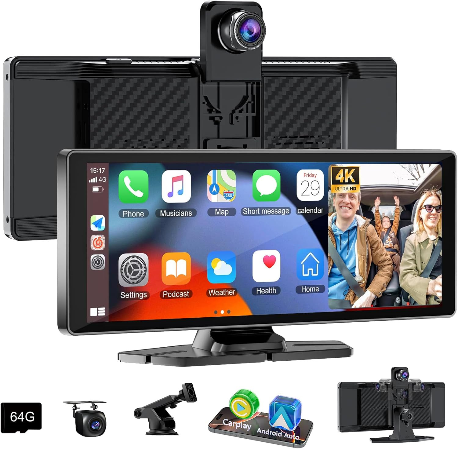 Carplay Screen for Car,10.26″ HD Car Stereo for Apple Carplay & Android Auto -Wi