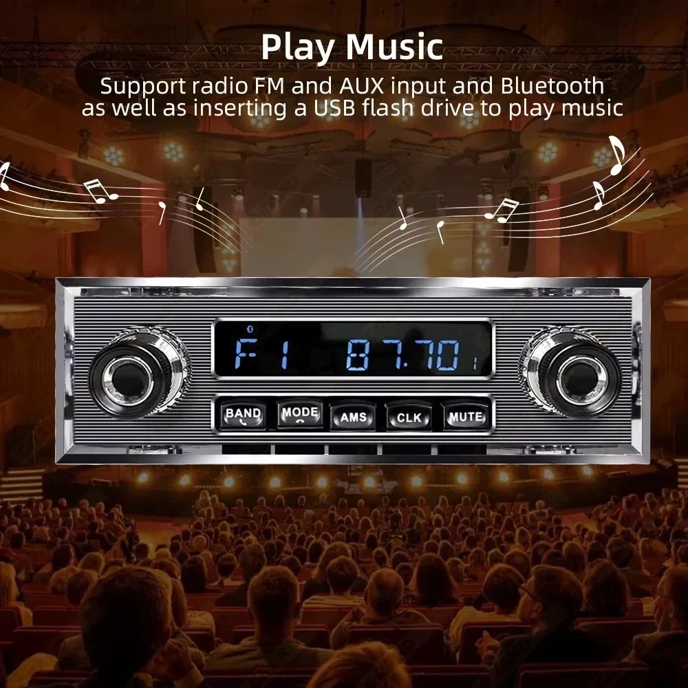 1 Din Car Radio MP3 Player Classic Car Retro Audio Stereo Support FM AUX EQ USB