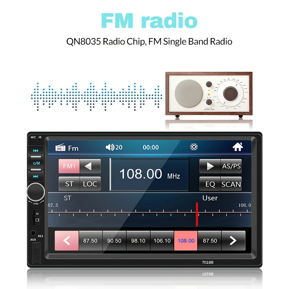 7″ HD Car MP5 Player,Mirror Link,FM Radio,Wired CarPlay/Android Auto Compatible