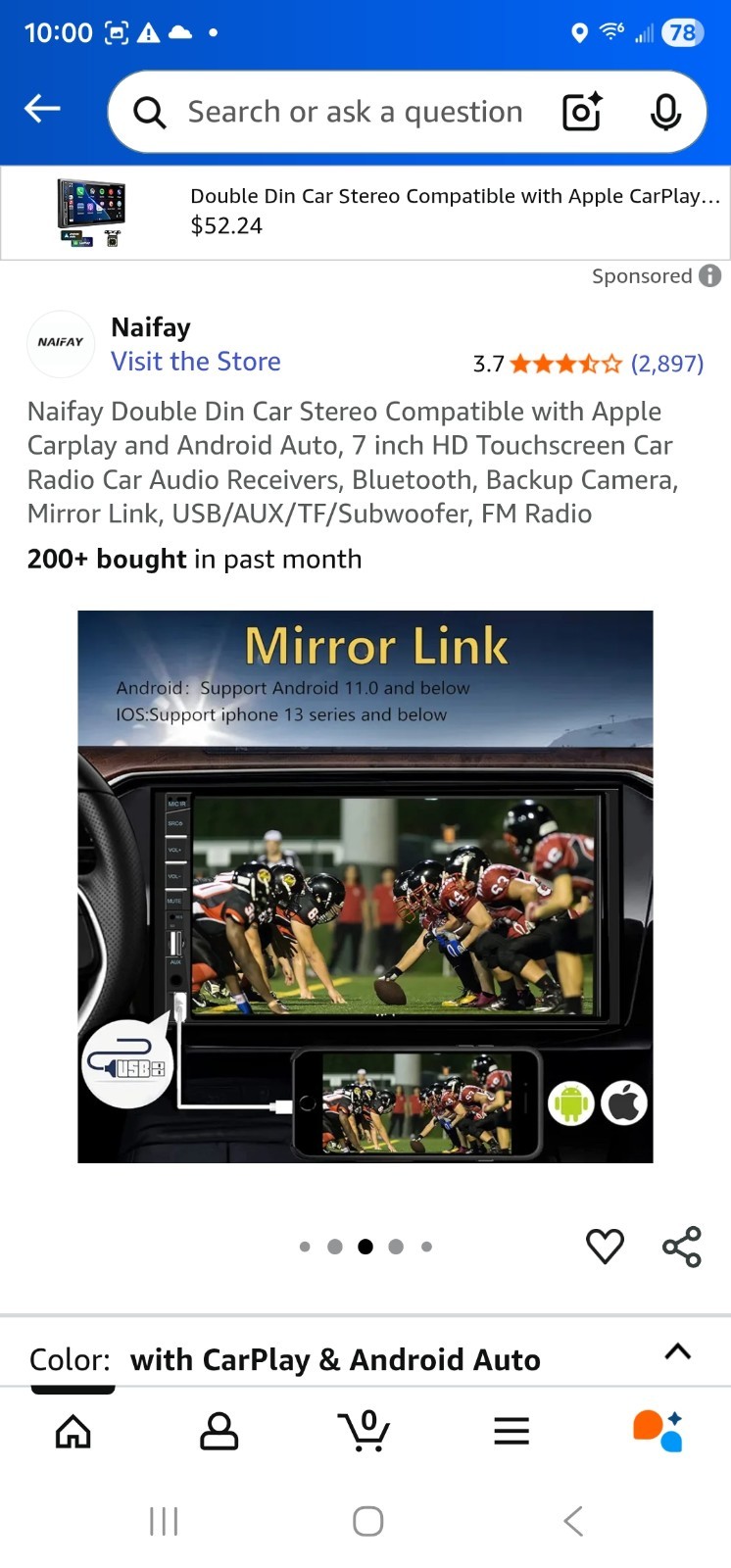 7” Car Stereo 2 Din Radio Touchscreen w/2 Backup Cameras Car Audio Mirror Link