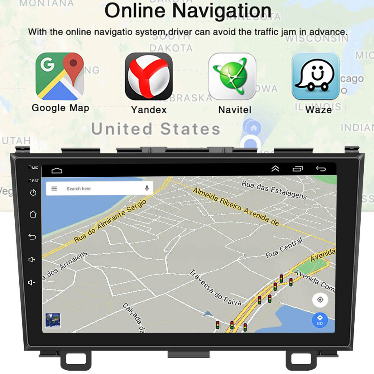For Honda CRV 2007-2011 Wireless Carplay Car Stereo Radio Navi WiFi BT GPS +Cam