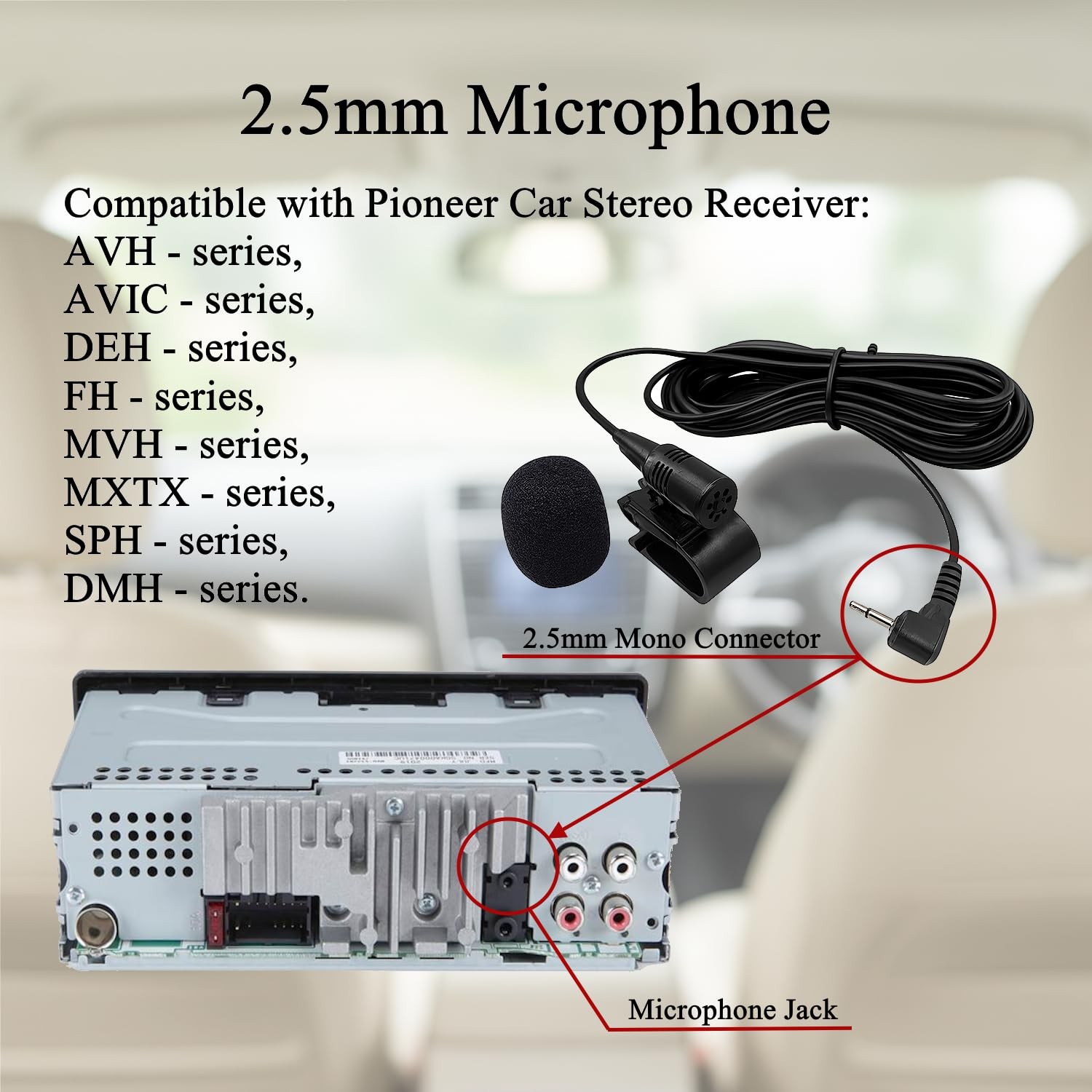 SCREENTRONICS 2.5mm Plug Microphone Compatible Replacement for Small, Black