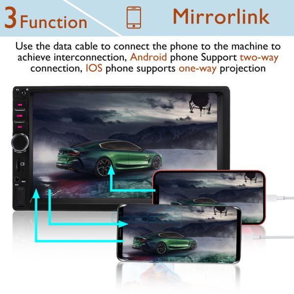 7″ Double 2 DIN Car MP5 Player Bluetooth Touch Screen Stereo Radio With Camera
