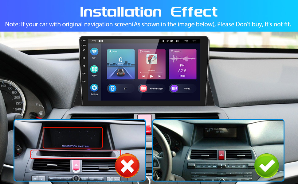 For HONDA ACCORD 2008-2012 Android Carplay Stereo GPS Radio with Bakcup Cam