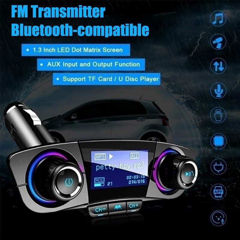 LED Screen Aux Modulator Bluetooth 4.0 Handsfree Car Kit Audio Radio MP3 Player