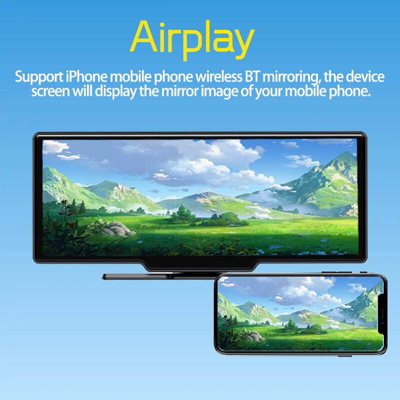 10″ Portable Bluetooth Car Stereo Wireless CarPlay Android Auto Touch Screen AUX