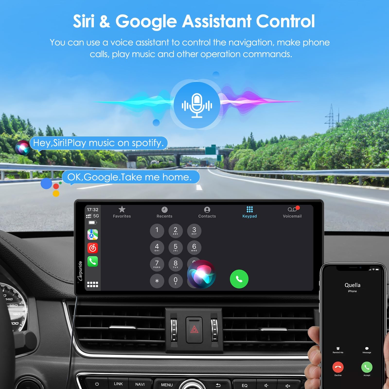 CARPURIDE 10.26 Inch Wireless/Wired Apple CarPlay, Android Auto and Mirror Li…