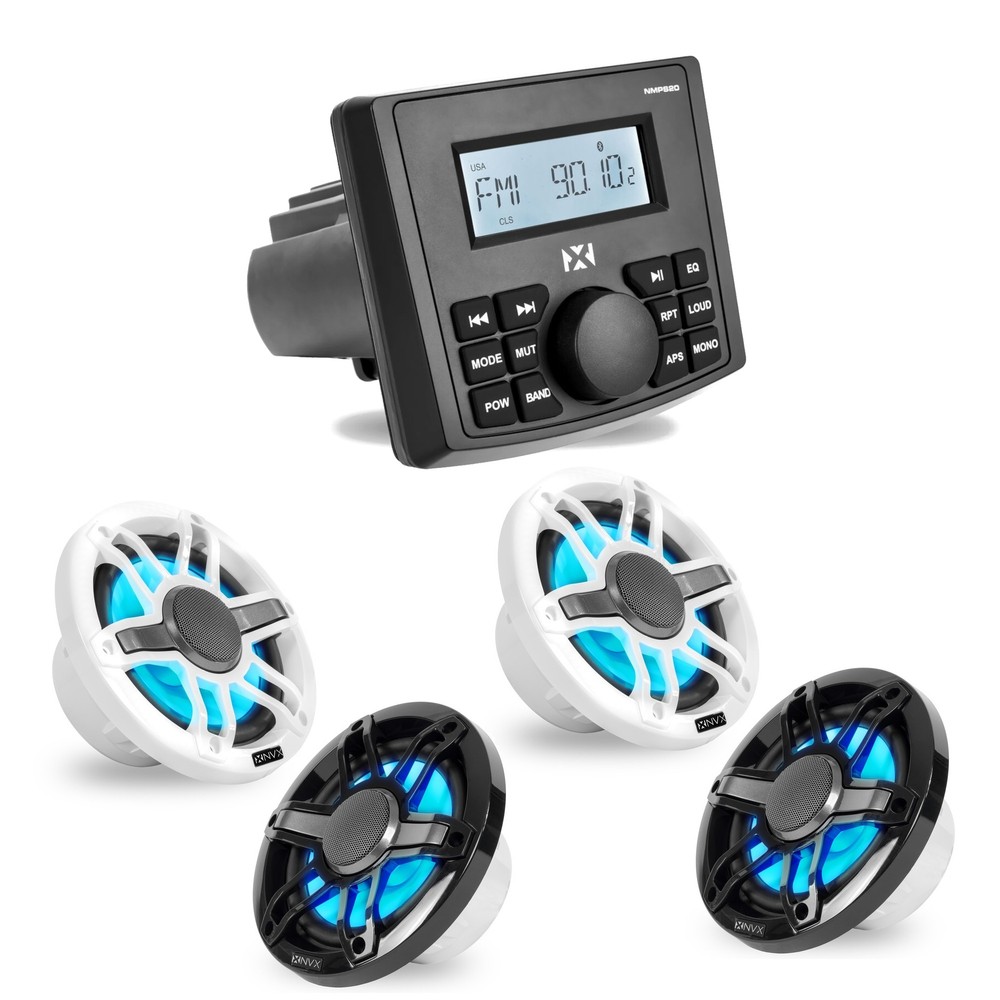 NVX NMPS20 & MVSP65 (x2) Marine Receiver with Bluetooth and Marine Speakers