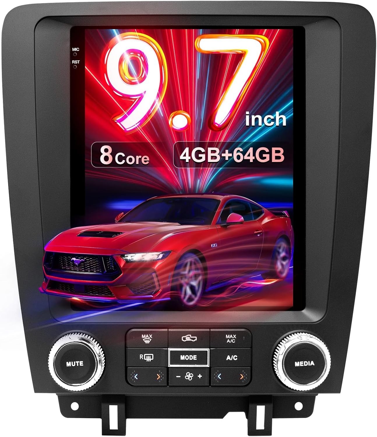 Car Stereo Radio Upgrade for 10-14 Ford Mustang, 9.7″ 4+64GB QLED Touch Screen